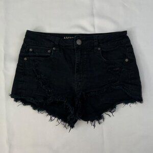 American Eagle Women's Black Mini Jean Shorts - Size 8